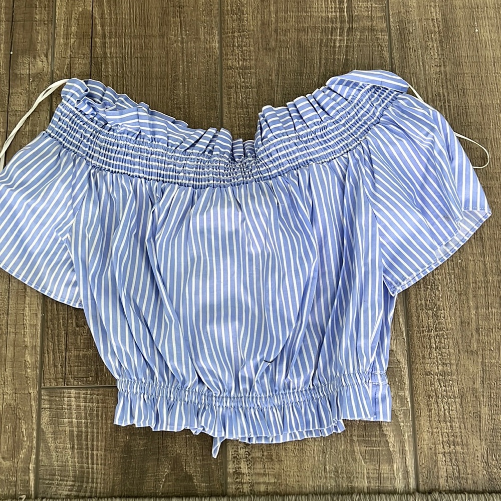 Zara blue & white cropped top
